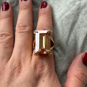 NWT 90s Camille Lucie 14 K Gold Plated Sterling Silver Massive Citrine Swarovski